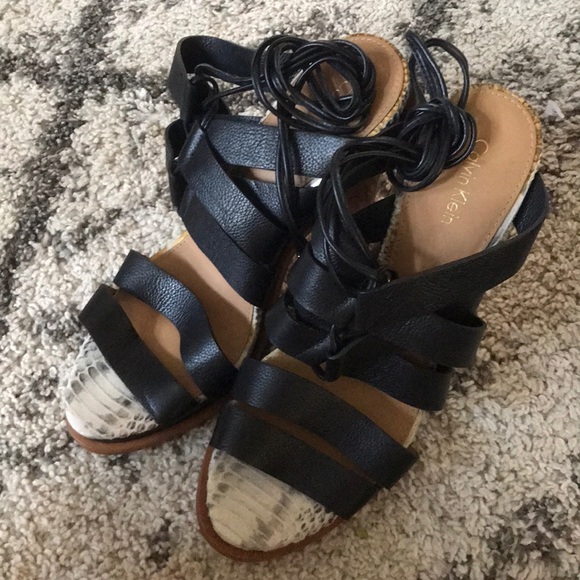 Calvin Klein black Panelope lace up sandals - Picture 2 of 7